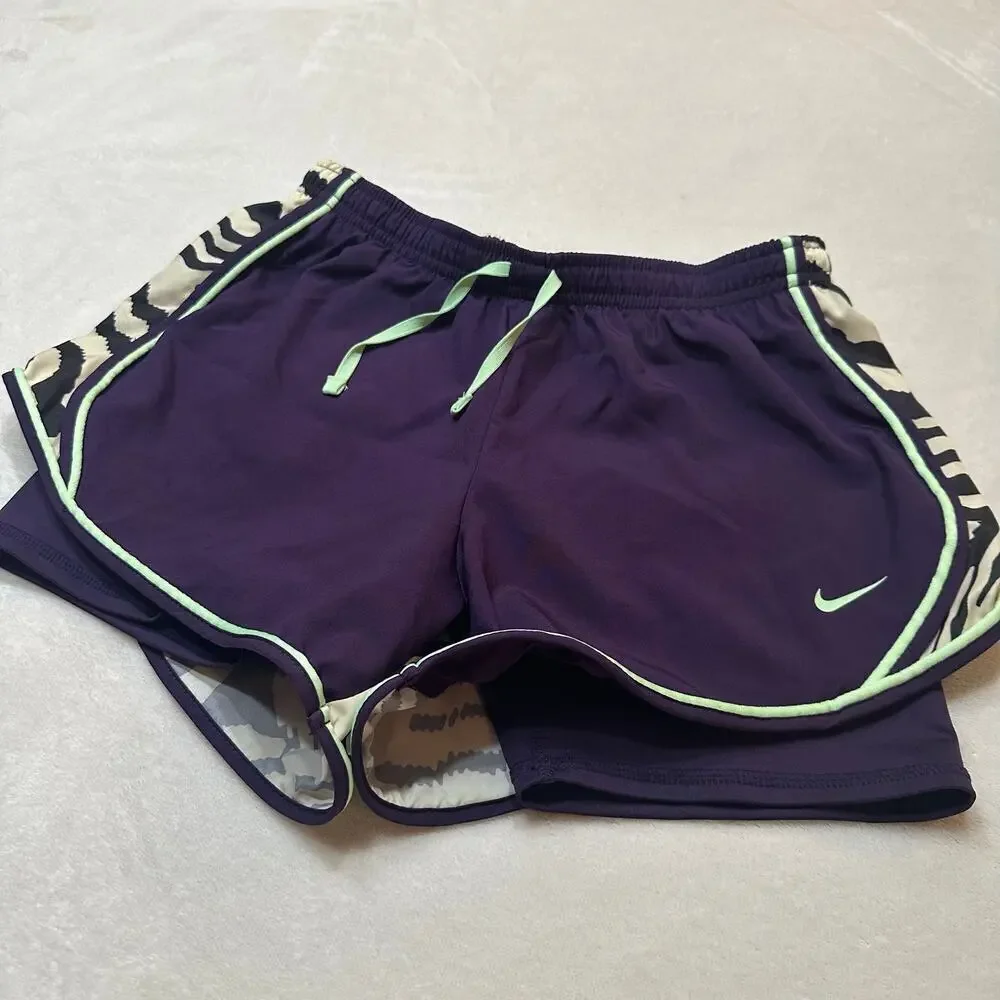 Nike Dri-Fit Purple Animal Print Shorts sz M Dri FIt Tempo Printed Shorts